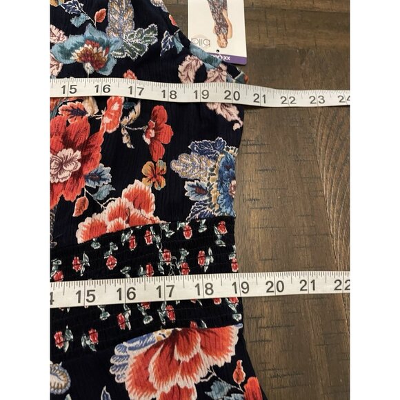 Bila XXL Navy Floral Boho Handkerchief Hem Maxi Dress 100% Rayon NWT Resort Wear - Picture 7 of 11